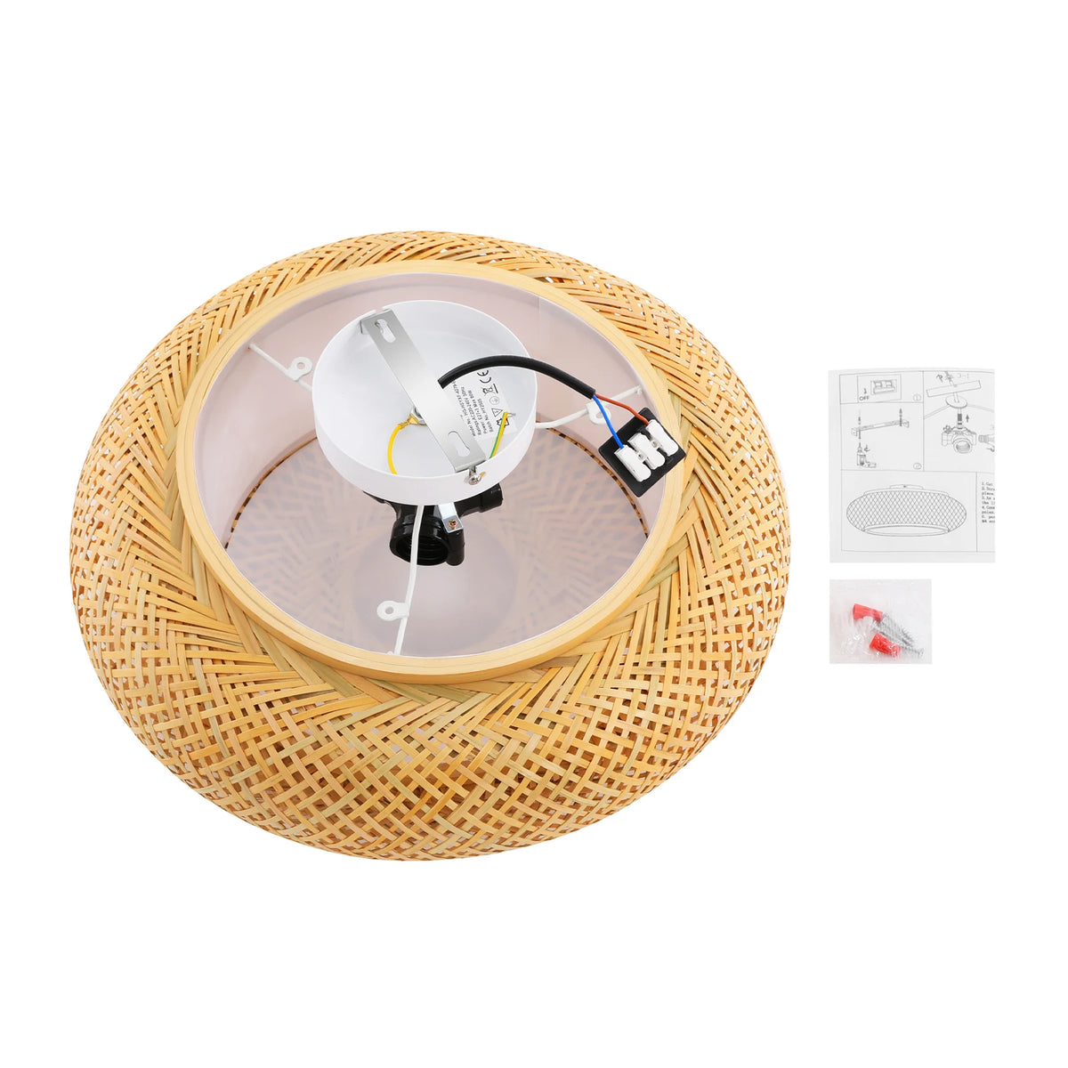 Bambusz Mennyezeti Lámpa – Fonott Rattan E27 LED Plafon