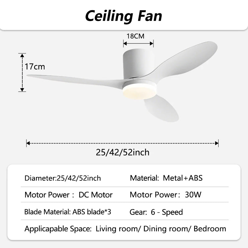 3 Lapátos DC Mennyezeti Ventilátor Lámpával – Alacsony Mennyezethez