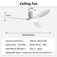 3 Lapátos DC Mennyezeti Ventilátor Lámpával – Alacsony Mennyezethez