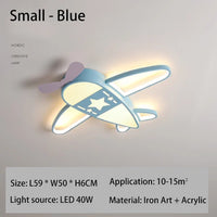 Repülős Gyerekszobai Mennyezeti Lámpa – LED Ventilátor Lámpával, Kék/Zöld/Rózsaszín