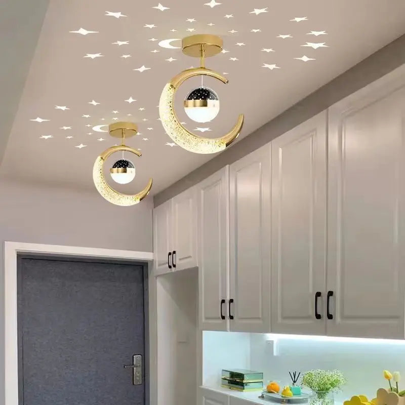 Hold Csillag LED Mennyezeti Lámpa – Arany Fekete Loft Design