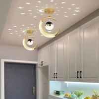 Hold Csillag LED Mennyezeti Lámpa – Arany Fekete Loft Design