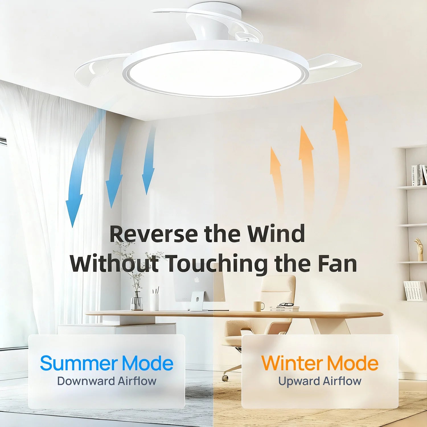 Láthatatlan Mennyezeti Ventilátor Lámpával – DC Motor, APP és Távirányítós Dimmer