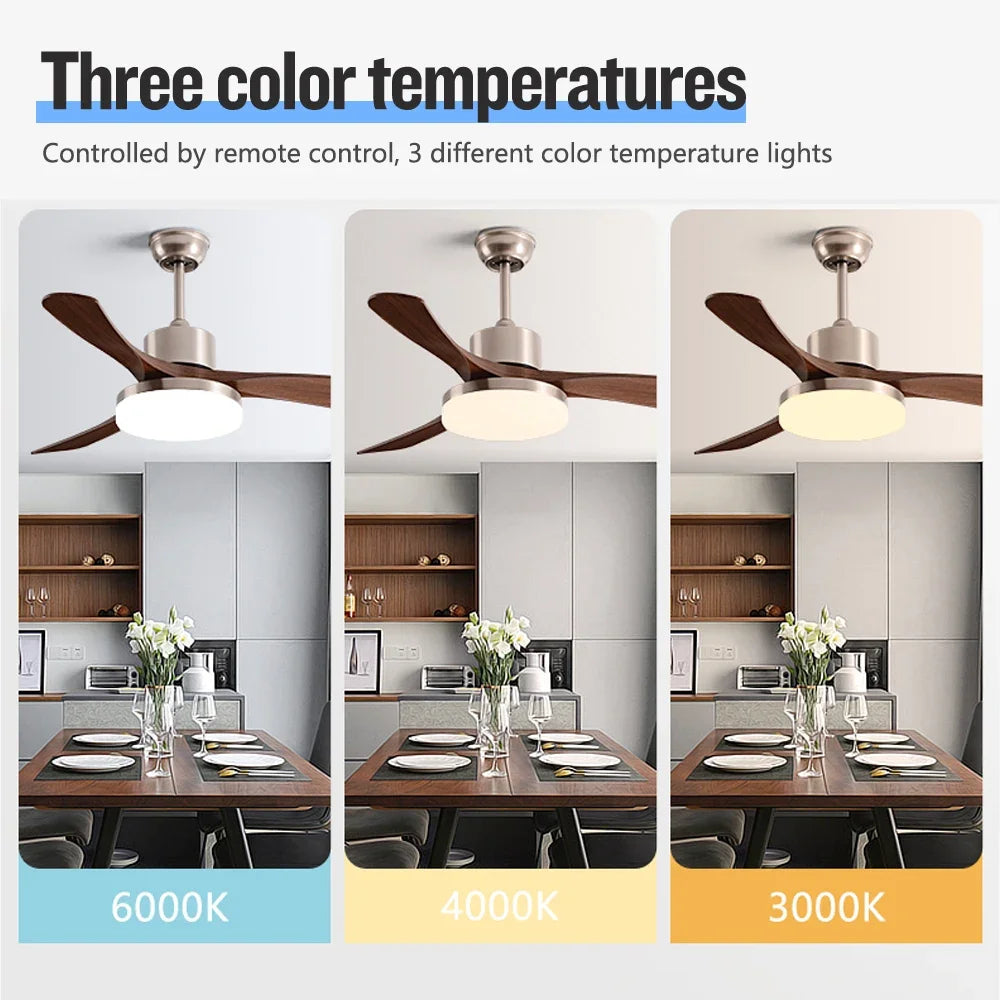 Modern DC Mennyezeti Ventilátor Lámpával – Erős Légmozgás, Távirányítóval