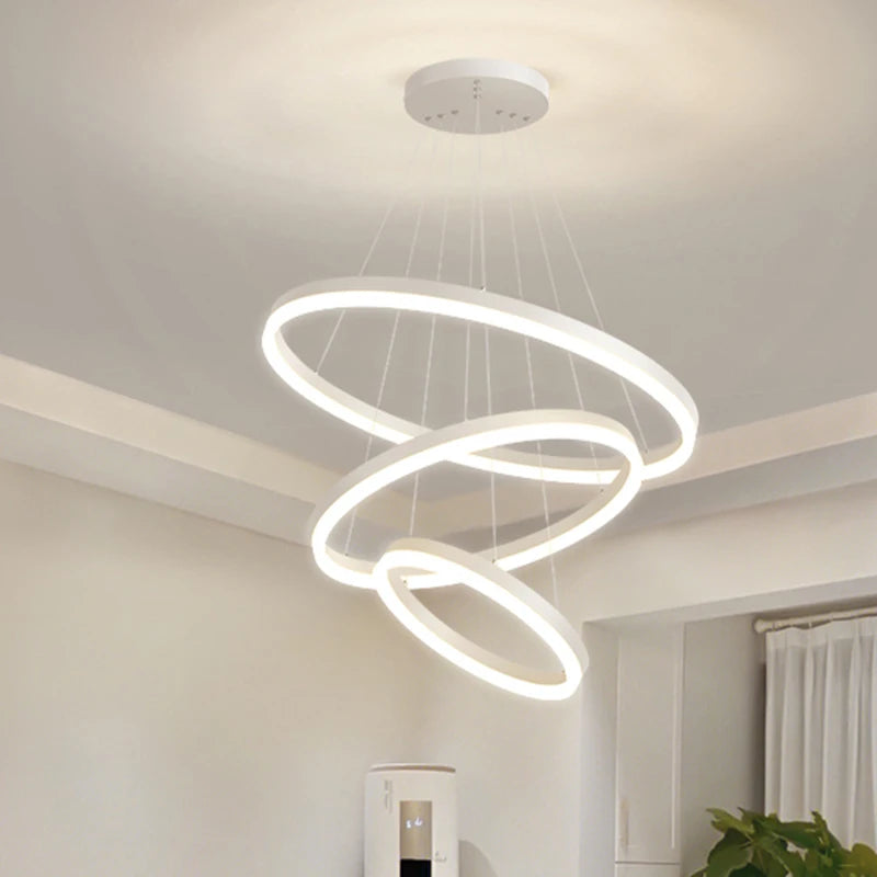 Többgyűrűs Modern LED Függesztő Csillár – 4–5 Gyűrű Nappaliba