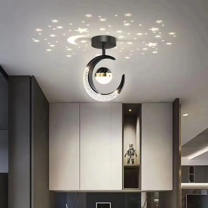 Hold Csillag LED Mennyezeti Lámpa – Arany Fekete Loft Design