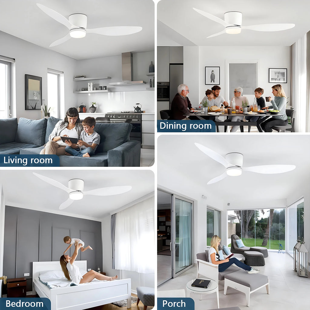 Mennyezeti Ventilátor Lámpával – Csendes DC Motor, 6 Sebesség, Távirányítóval