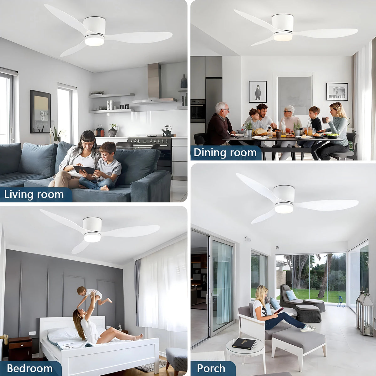 Mennyezeti Ventilátor Lámpával – Csendes DC Motor, 6 Sebesség, Távirányítóval