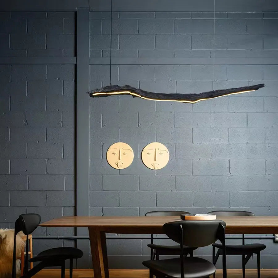Nordic LED Szalagcsillár – Wabi-Sabi Design Függőlámpa Étterembe és Irodába