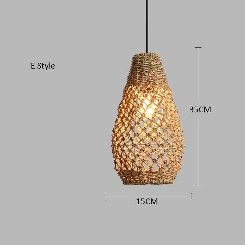 Retro Bambusz Rattan Függő Lámpa – Japán Lanternes Stílus Nappaliba