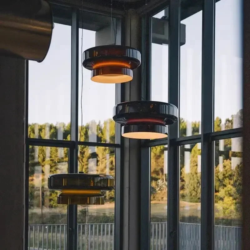 Üveg Gyűrű LED Függesztő Lámpa – Színes Modernist Design