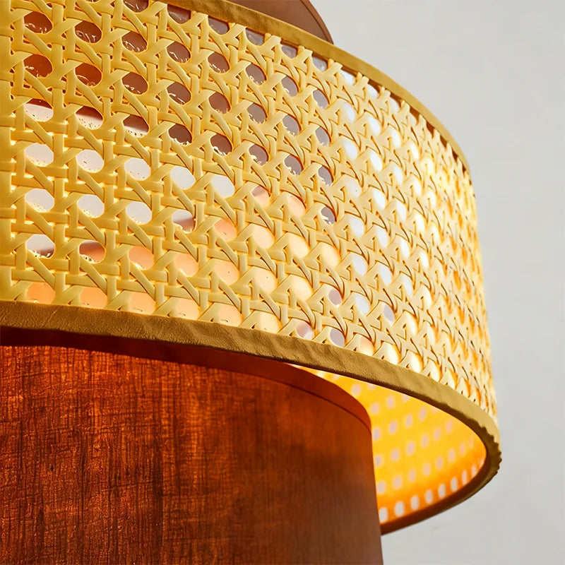Vintage Rattan Fonott Függő Lámpa – Meleg Fehér LED Nappaliba és Étkezőbe
