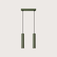 Acél csőspot függőlámpa, olívazöld (2 izzós – 30 cm-es sín)