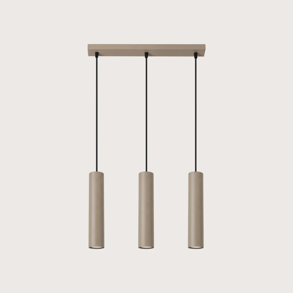 Acél csőspot függőlámpa, taupe (3 izzós – 45 cm-es sín)