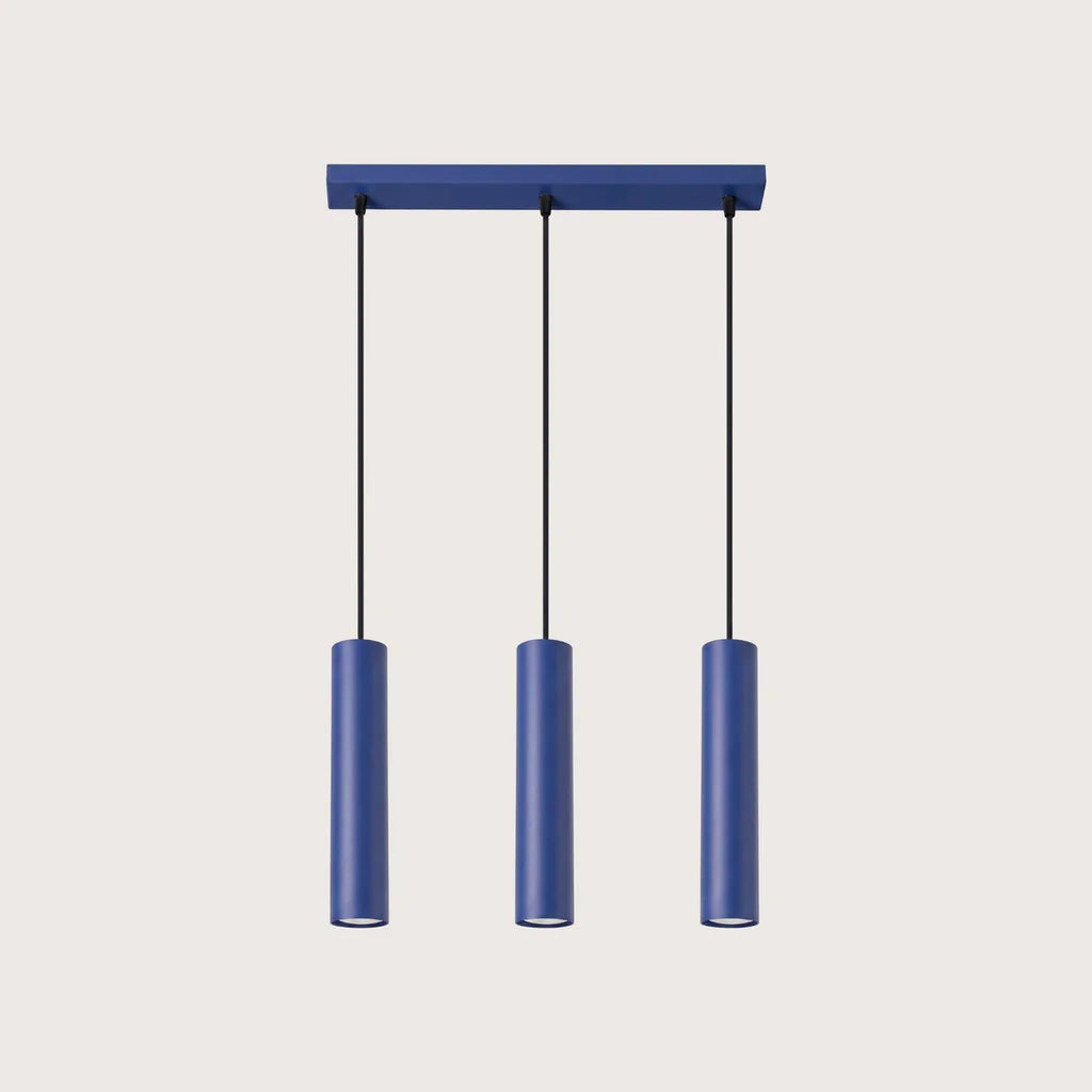 Acél csőspot függőlámpa, ultramarin (3 izzós – 45 cm-es sín)