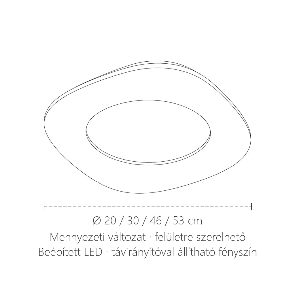 Akril donut mennyezeti lámpa méretei: Ø 20–53 cm