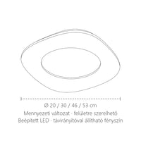 Akril donut mennyezeti lámpa méretei: Ø 20–53 cm