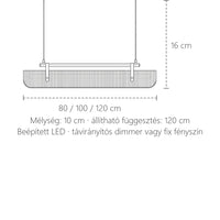 Akril LED rúd függőlámpa méretei: 80, 100 vagy 120 cm