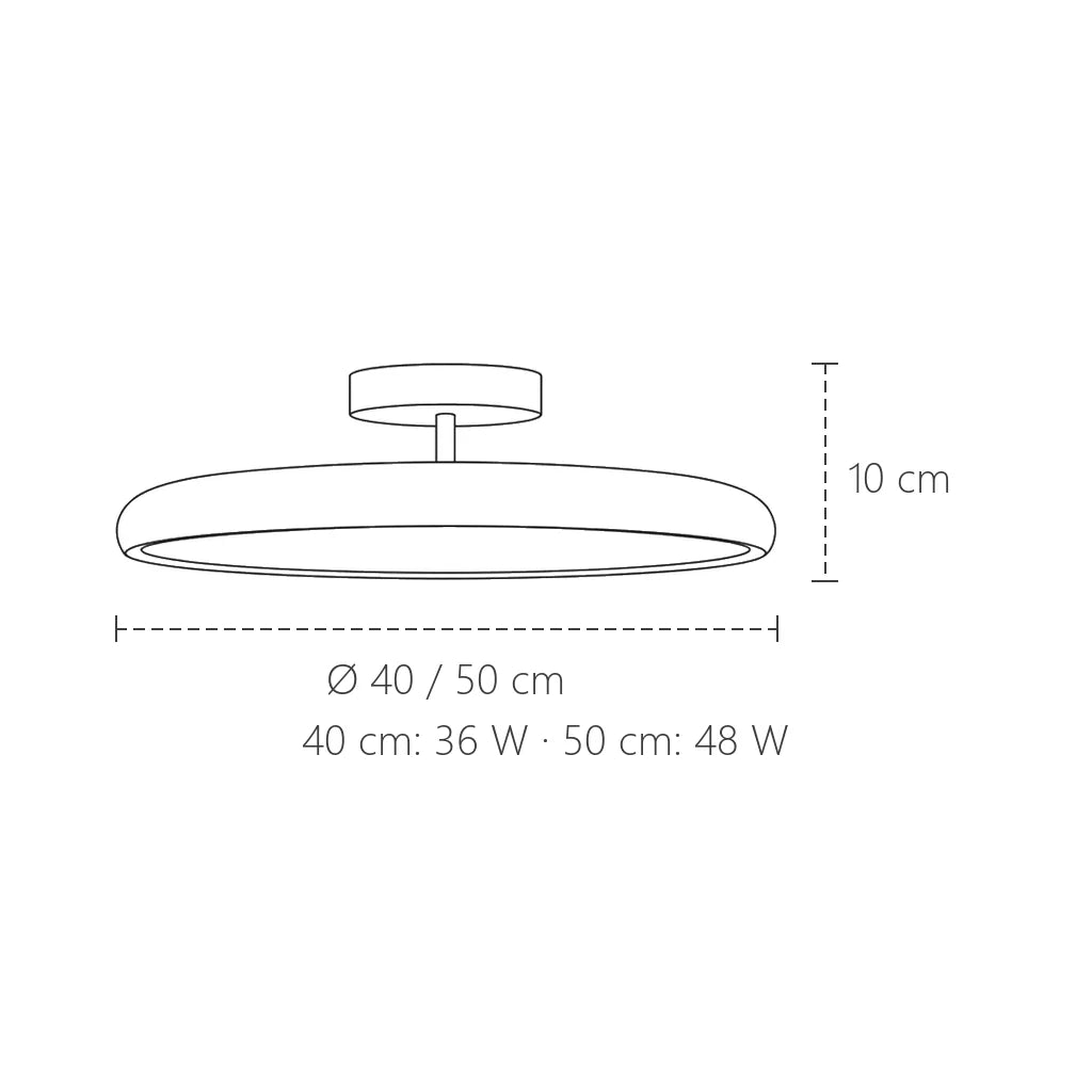 Art deco LED mennyezeti lámpa méretei: Ø 40 vagy 50 cm, 10 cm magas