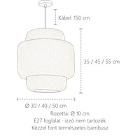 Bambusz lampion méretei: Ø 30 / 40 / 50 cm