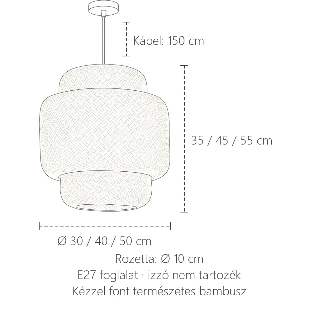Bambusz lampion méretei: Ø 30 / 40 / 50 cm