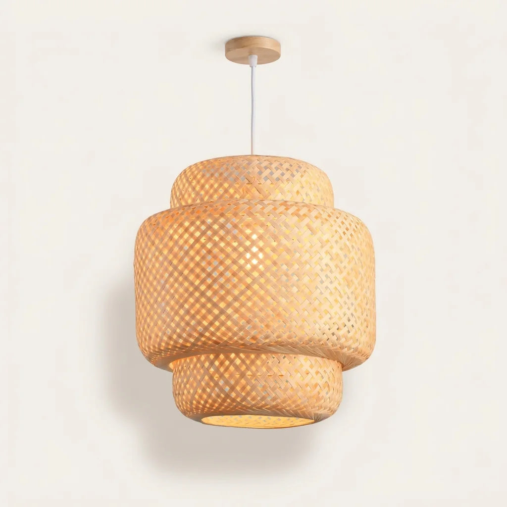 Kézzel font bambusz lampion függőlámpa