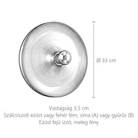 Bauhaus korong fali lámpa méretei: Ø 33 cm, vastagság 3,5 cm
