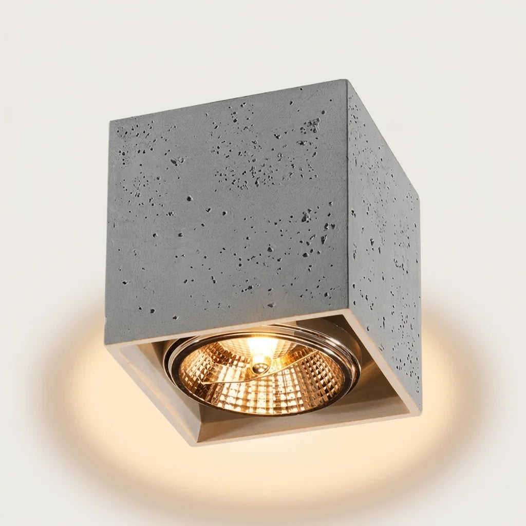 Világító beton kocka mennyezeti spotlámpa 14 cm