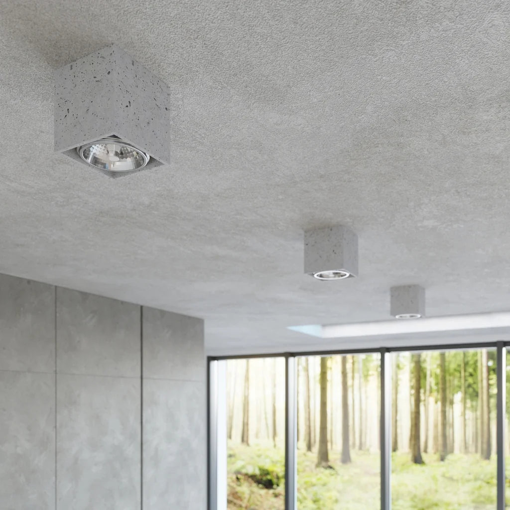 Beton kocka mennyezeti spotlámpa 14 cm konyhában