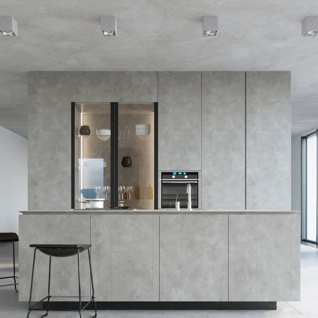 Beton kocka mennyezeti spotlámpa 14 cm konyhában