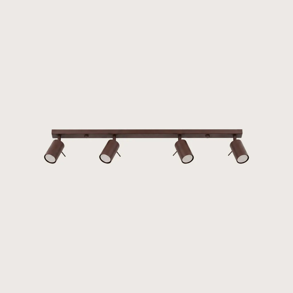Billenthető csőspotos mennyezeti lámpa, barna (4 izzós – 80 cm-es sín)