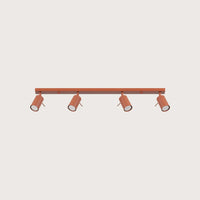 Billenthető csőspotos mennyezeti lámpa, okkervörös (4 izzós – 80 cm-es sín)