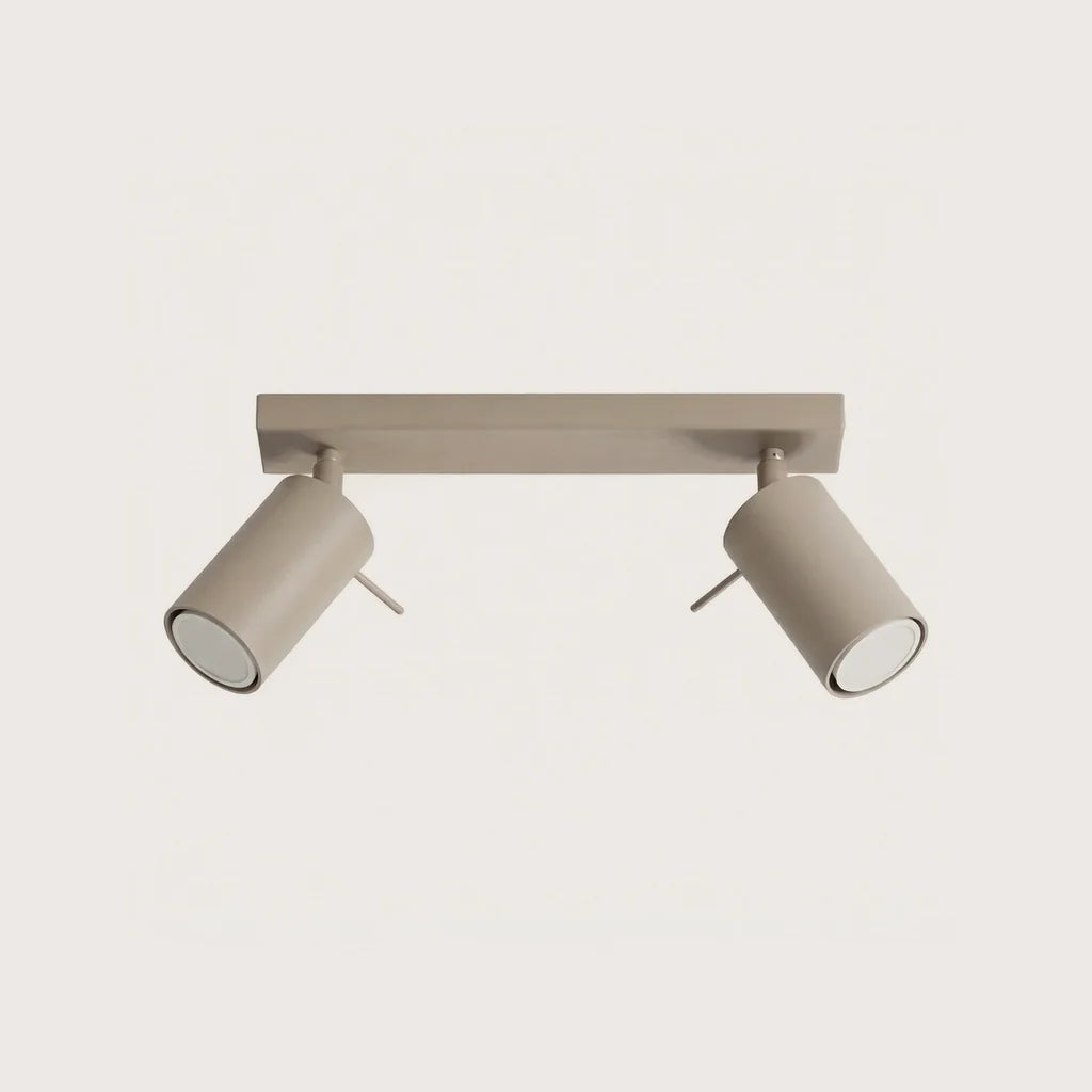 Billenthető csőspotos mennyezeti lámpa, taupe (2 izzós – 30 cm-es sín)