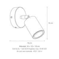 Billenthető spot fali lámpa fa talpon méretei: 16 × 10 × 16 cm