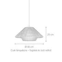 Boho rattan kúp lámpabúra méretei: Ø 40 cm, 20 cm magas