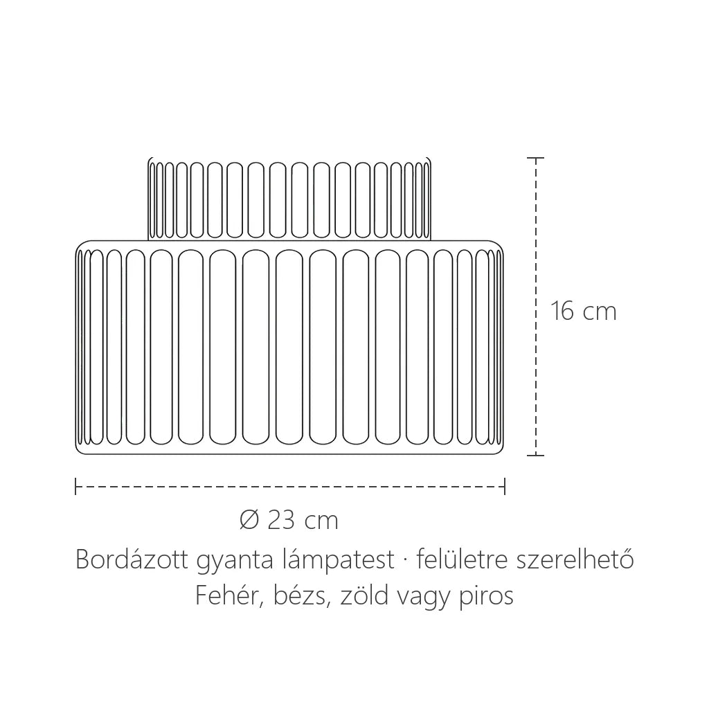 Bordázott gyanta mennyezeti lámpa méretei: Ø 23 cm, 16 cm magas