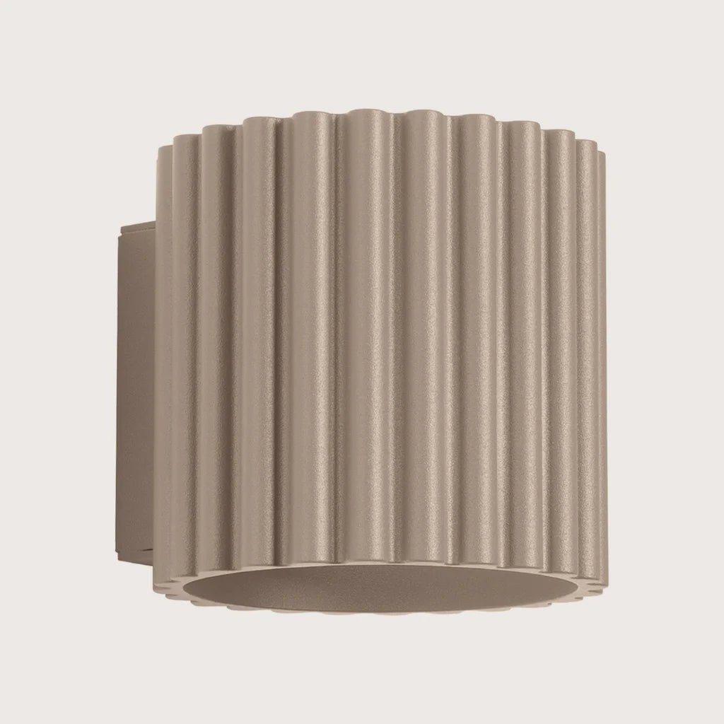 Bordázott henger fali lámpa, taupe (1 izzós – G9)