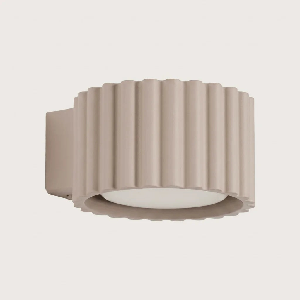 Bordázott henger fali lámpa, taupe (1 izzós – GX53)