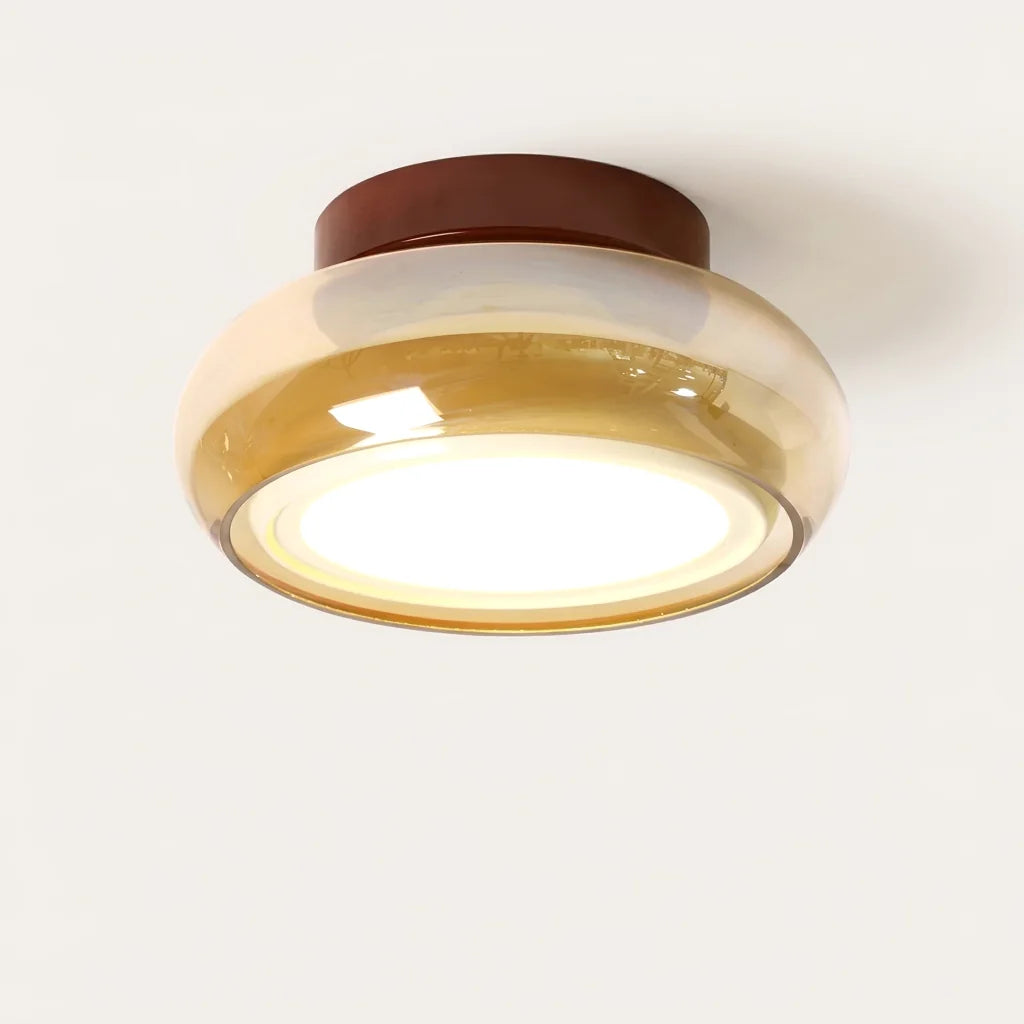 Borostyán üveg mennyezeti lámpa bordó alappal