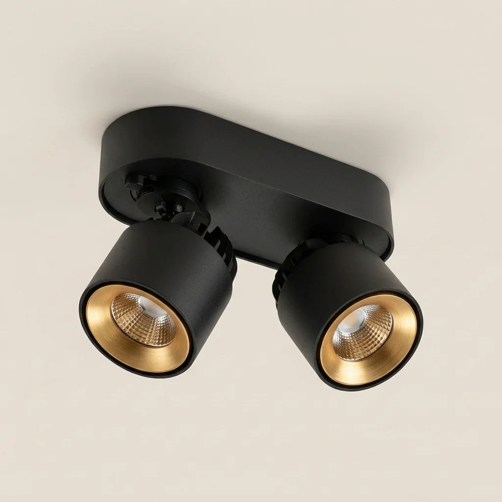 Fekete LED COB spotlámpa arany belső gyűrűvel