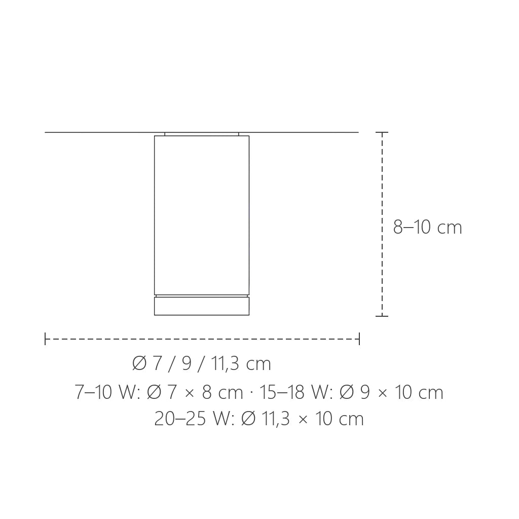 COB LED spot lámpa méretei: Ø 7–11,3 cm, 8–10 cm magas