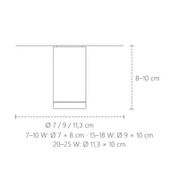 COB LED spot lámpa méretei: Ø 7–11,3 cm, 8–10 cm magas