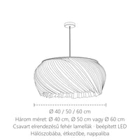Lamellás függőlámpa méretei: Ø 40 / 50 / 60 cm