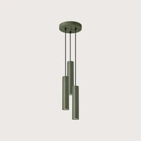 Csoportos acél cső függőlámpa, olívazöld (3 izzós)
