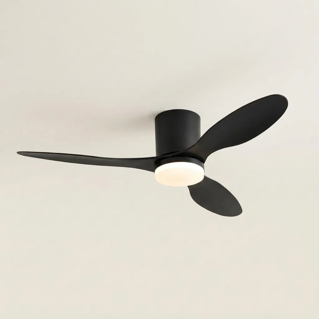 DC mennyezeti ventilátor lámpával fekete színben