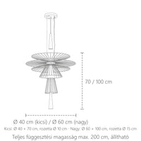 Fémhálós függőlámpa méretei: Ø 40 / 60 cm