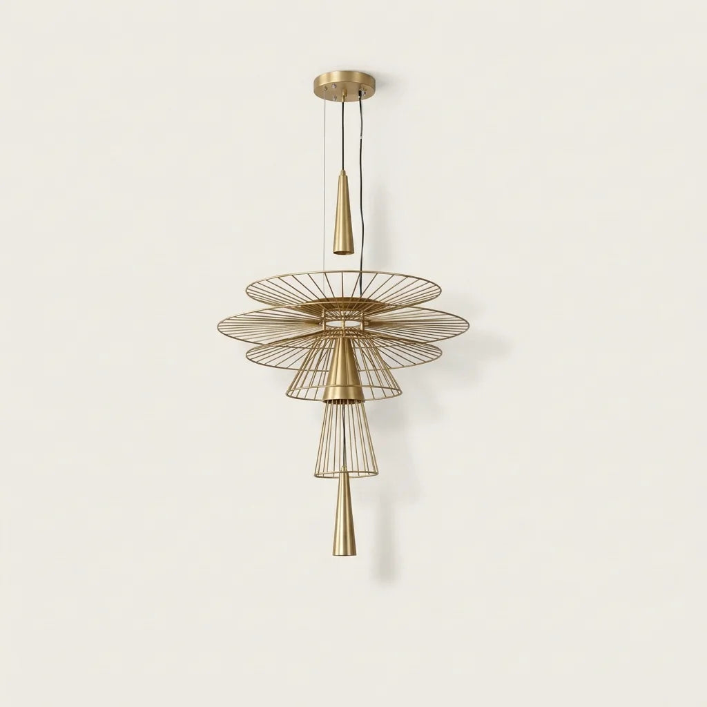 Arany fémhálós, réteges design függőlámpa
