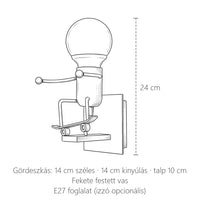 Gördeszkás emberke fali lámpa méretei: 24 cm magas