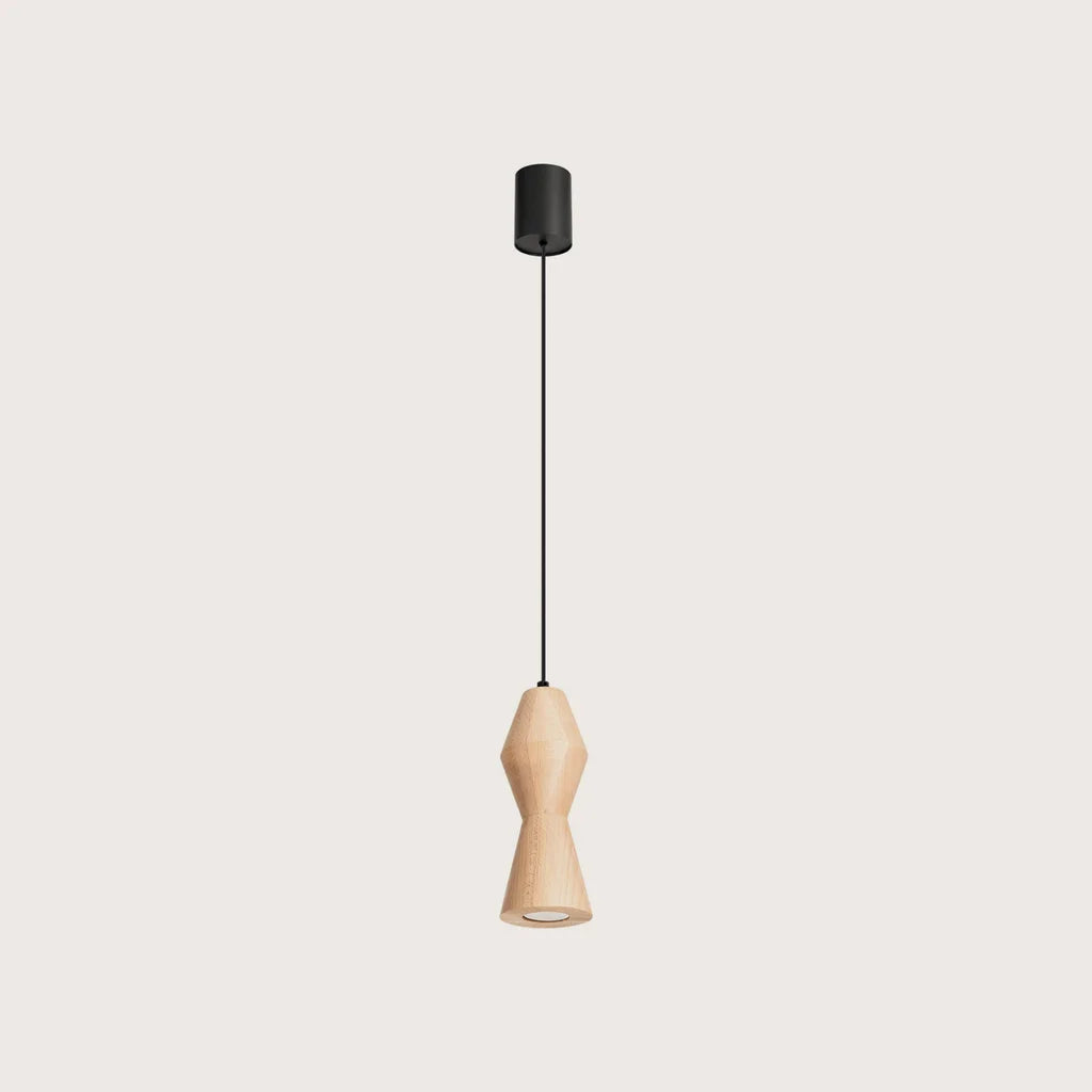Esztergált fa függőlámpa (Kerek – Ø 10 × 26 cm)