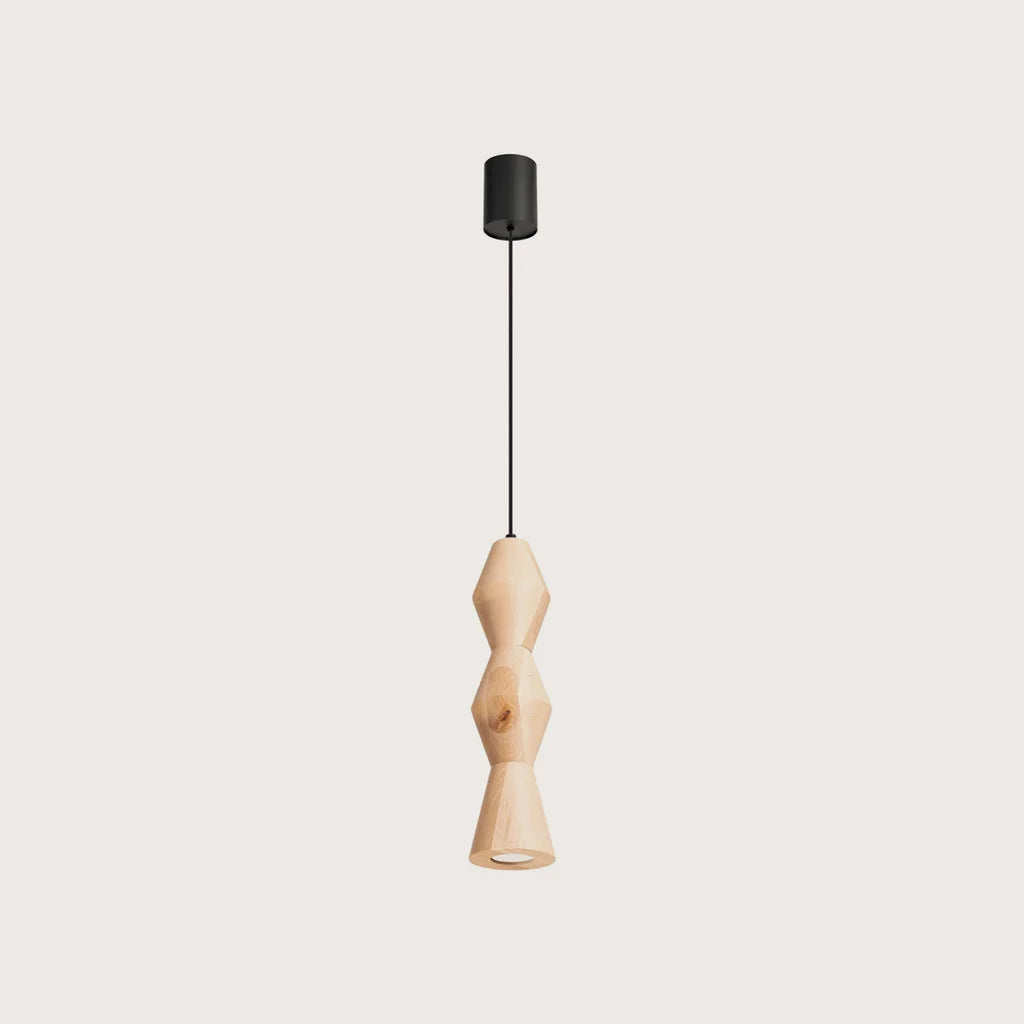 Esztergált fa függőlámpa (Kerek – Ø 10 × 41 cm)